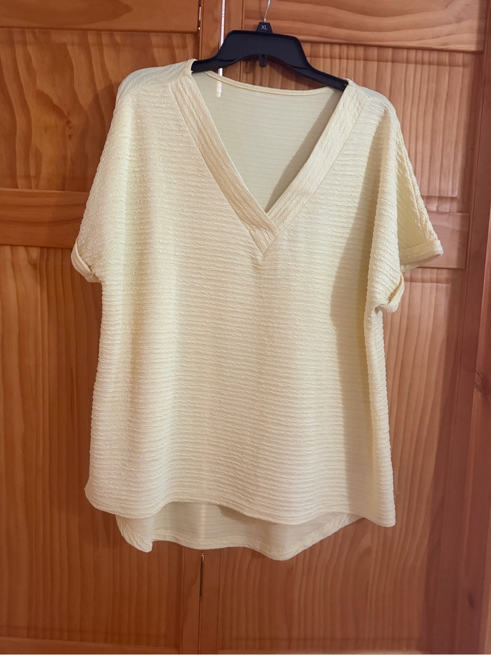 Light Yellow V-Neck Women's Top